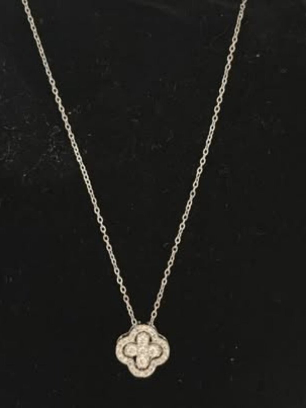 Stainless Steel Silver-Tone Clover Pendant Necklace